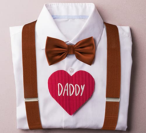 TIE G Solid Color Men's Braces + Woven Bow Tie Set for Wedding : Vivid Color, Adjustable Suspender, Strong Clip, Elastic Band