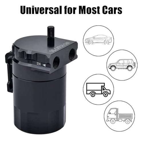 bangminda Ölauffangbehälter mit Luftfilter Oil Catch Can Set Aluminium Ölauffangbehälter Auto 300ml Motorluft-Ölabscheiderbehälter Kraftstofftank Kann Öl Lagertank für Turbo-Rennmotore (Schwarz)