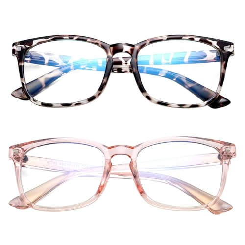 Hycredi Kids Blue Light Blocking Glasses for Boys & Girls – Reduce Eye Strain from Screens, UV Protection, Lightweight & Comfortable for Computer, Gaming, TV & Phone - (Leopard +Clear Pink)