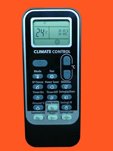 Image of Sanavya AC Remote Control - Compatible Replacement for Split & Window Air Conditioners - Replicates Genuine Remote Functions (Whirlpool Climate Control Black)