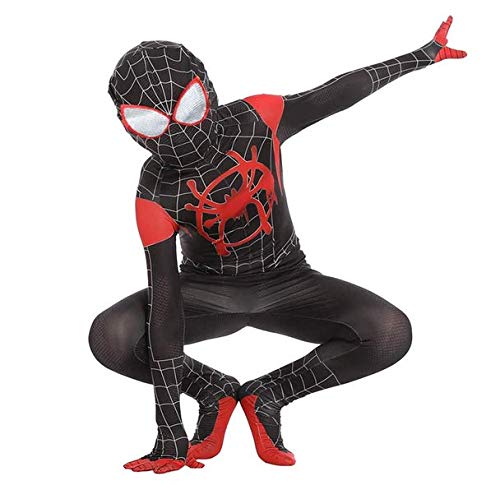 AZITEKE Spider Man Superhero - Cosplay Costume Adulte Enfants Spider-Man Halloween Costume Combinaison (Noir, Kids-S)