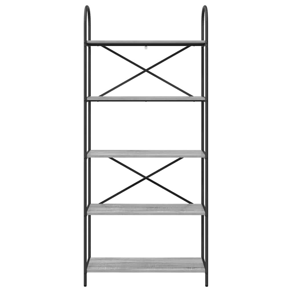 Libreria grigio Sonoma, 80 x 30 x 183 cm, con 5 scomparti | Divisorio sottile effetto legno per soggiorno e camera da letto con robusta struttura in acciaio.