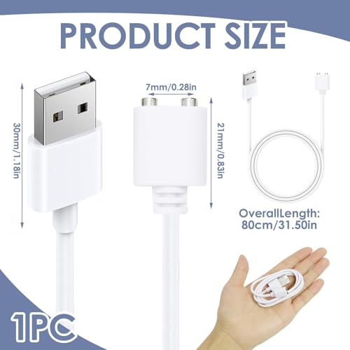 USB-Ladekabel Universal 2-Pin 7mm Magnetisches, Magnetisches USB-Ladekabel, Suitable for Magnetic Charging Massager Products, Toys Charging Cable (Weiß)
