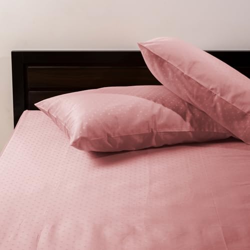 Image of Blue Dahlia 100% Cotton, Standard Size Pillow Covers (18 inch x 28 inch), Set of 2 Pillow Covers, Silky Smooth Feel, 300TC Dotted Premium Pillow Covers, Colour: Soft Pink