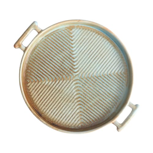 Fuente de porcelana para hornear redonda molde con asas para cocina occidental y microondas
