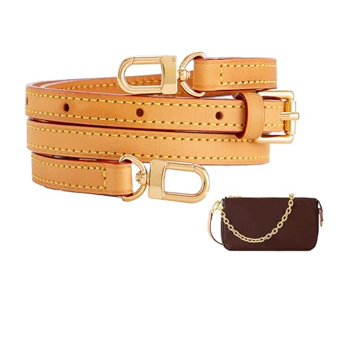 OAikor Genuine Vachetta Leather Thin Purse Straps Replacement Crossbody Adjustable Bag Strap Shoulder Strap for Lv Speedy Pochette Alma Noe Boulogne Small Handbag Width:0.43in/Length:47.2in Beeswax