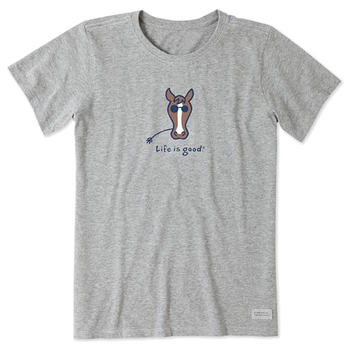 T-shirt femme cheval coton gris chiné manches courtes XXL