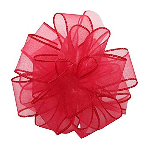 Berwick Offray DWI Sheer Spring Wired Edge Ribbon-1-1/2 Wide X 50 Yards-Madame Red