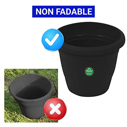 TrustBasket UV Treated Plastic Round Pot (6 Inches) -Black Color - Set of 6 | Heavy Duty Highly Durable Plant containerGamla for Indoor Home Decor & Outdoor Balcony Garden