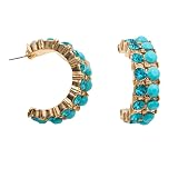 Pendientes Aro Oro Turquesa para Mujeres, Forma C Aleación Zinc Circonita Cúbica Aguamarina Azul Joyería con Turquesa Falsa, Estilo Herradura Occidental, Ideales para Regalo Uso Diario