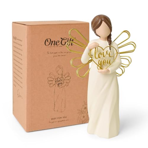 Love You - Figuras de ángel para mujeres, decoración del hogar, regalo sentimental perfecto para novia, novio, esposa, marido, figura esculpida pintada a mano