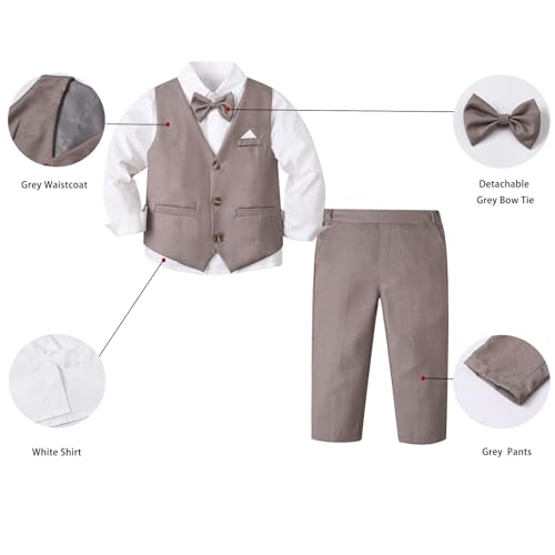 Image of SANGTREE Baby Boys Toddler Gentleman Kids Formal Outfits Long Sleeve Suit Clothing Set 3 Months - 9 Years