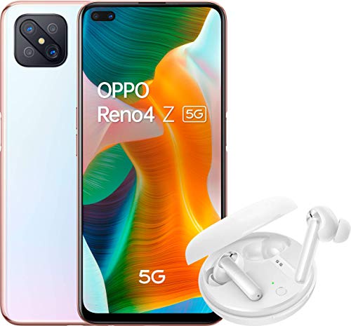 OPPO - Reno 4Z 5G ( Pantalla FHD+ 6,57”, 120 Hz de pantalla, 8GB/128GB, MTK 800 5G, 4000mAh, Android 10) Blanco + Auriculares OPPO W31