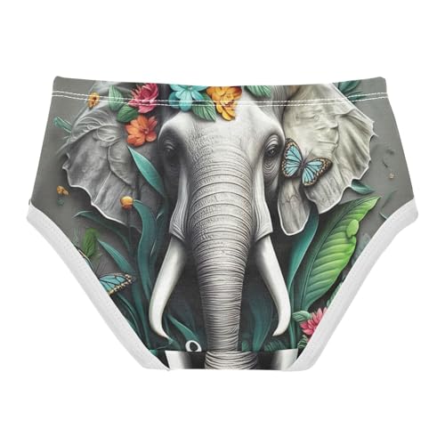 Elephant Flowers Butterflies Gray Girl Panties Cute Girls Underwear Toddler Cotton Bright Underpants Briefs 2t2