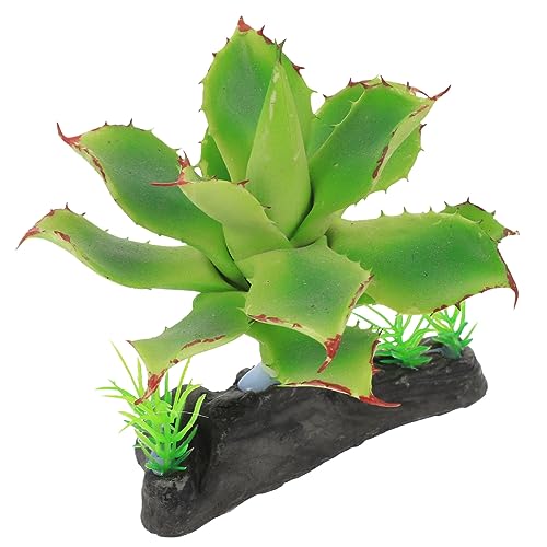 Abaodam Lifelike Reptile Terrarium Plants Transparent Box Decoration for Reptiles Realistic Fake Green Plant for Crawler Tanks Aquarium and Leopard Gecko Decor