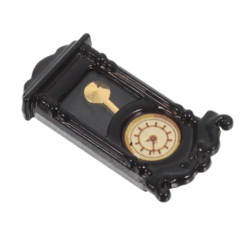 HANABASS Miniatur Puppenhaus Wanduhr mit Beweglichem Schwunggewicht Realistische Vintage Uhr Dekoratives Miniatur-zubehör für Puppenhaus Wohnzimmer und Lernspielzeug