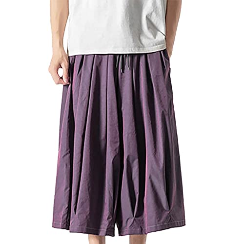 Harem Pants Baggy Linen Men Long Shorts Summer Beach Trouser Hippie Lounge Japanese for Graphic Wide-Leg Trousers