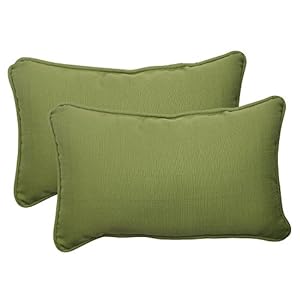 Pillow Perfect Forsyth Solid IndoorOutdoor Lumbar Pillow Plush Fill Weather and Fade Resistant Lumbar 115 x 185 Green 2 Count