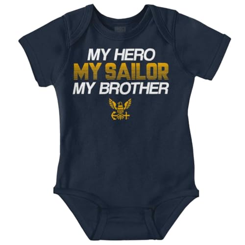 Brisco Brands US Navy My Hero Sailor Brother Sister Baby Romper Boys or Girls