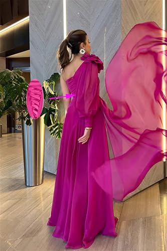 Tsbridal Long Sleeve Bridesmaid Dresses for Wedding Chiffon Pleated Flower Prom Formal Gowns with Slit4