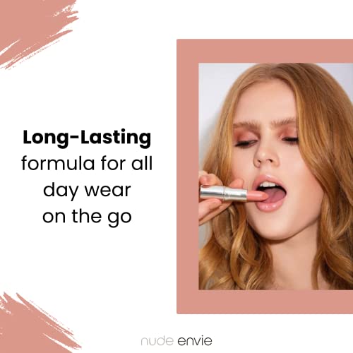 Nude Envie Lip Gloss - Certified Vegan Lipgloss Cruelty-Free And Paraben Free - Enriched Peptides, Vitamin E And Jojoba Oil (Whisper) #TOP4