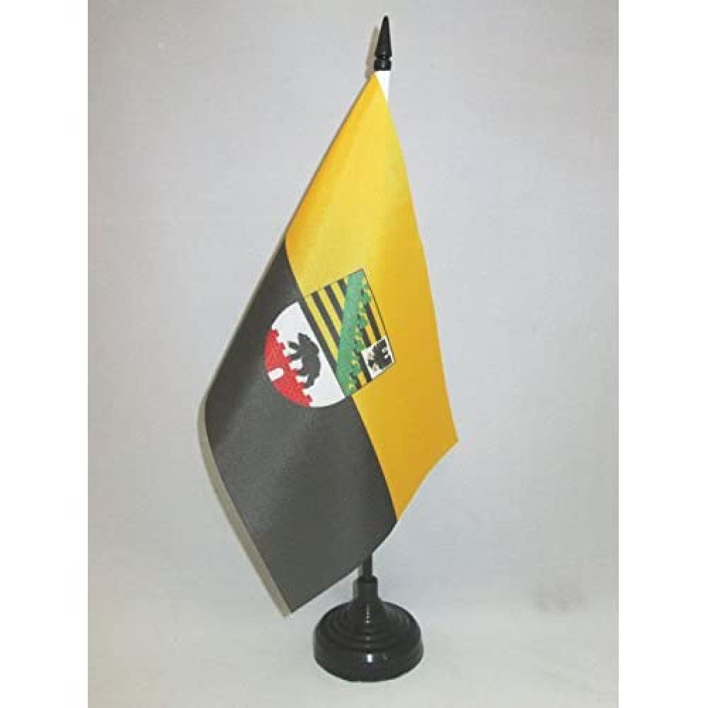 AZ FLAG Saxony -Anhalt Table Flag 5'' x 8'', German region of Saxony -Anhalt Office Decoration 100% Polyester 21 x 14 cm