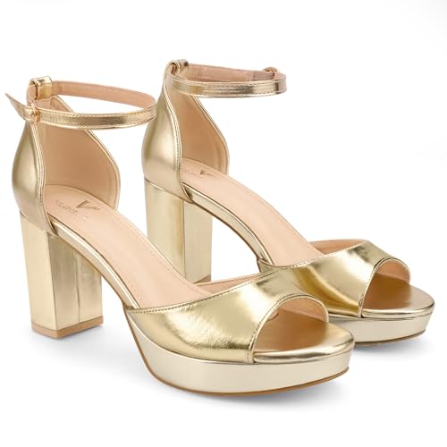 High Heels Chunky Platform Heels for Women Ankle Strap Comfy Open Toe Block Heeled Sandals Party Prom Wedding Dress Pumps2