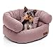 Juelle Legowisko dla Małego Psa - Poduszka dla małych psów, Zdejmowany pokrowiec, możliwość prania w pralce, puszyste Łóżko, Sofa dla psa - Fotel York (50x40x30 cm, Ciemny Pudrowy Róż)
