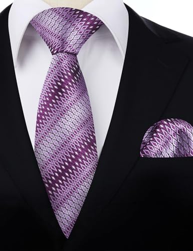 Image of Alizeal Mens 3.15'' Gradient Novelty Pattern Tie Set with Pocket Square Casual Color Tie Set