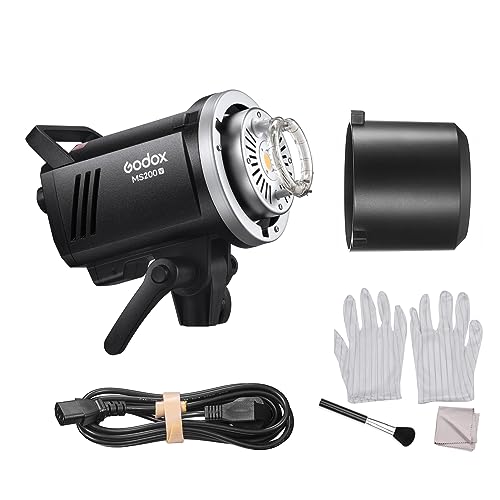 Godox MS200-V Studio Flash Light Upgraded 200Ws Strobe Light, GN53, 2.4G Wireless X System, 0.1-1.8S Recycle Time, 5600±200K with 10W LED Modeling Lamp Bowens Mount
