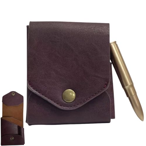 Vintage Handmade Leather Wallet, for Cash Business Card Holder, Slim Simple Men's Wallets Built-In Pen Slot (Wallet+Pen)