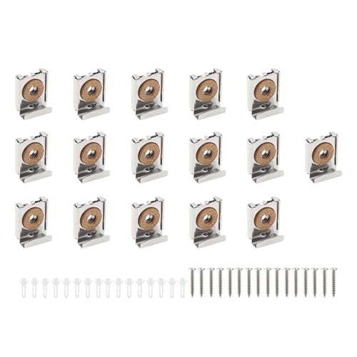 Image of Metal Mirror Clip,ULIFESTAR SUS304 Wide Channel Mirror Hanger Clip,Large Mirror Retainer Clip,Heavy Frameless Mirror J-Channel Mount Wall Clips with Screw Spring Loaded Mirror Hanger Clip 16PCS
