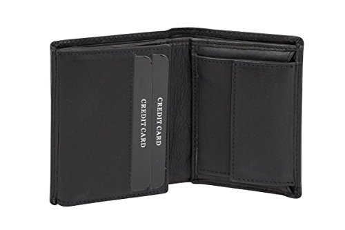 LEAS Mini portemonnee met klep dun in staand formaat, platte portemonnee met RFID-beschermfolie met geschenkdoos, echt leer, zwart - Image 3