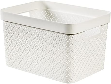 Curver Terrazzo x4 Large Rectangular Storage Basket 17L - White
