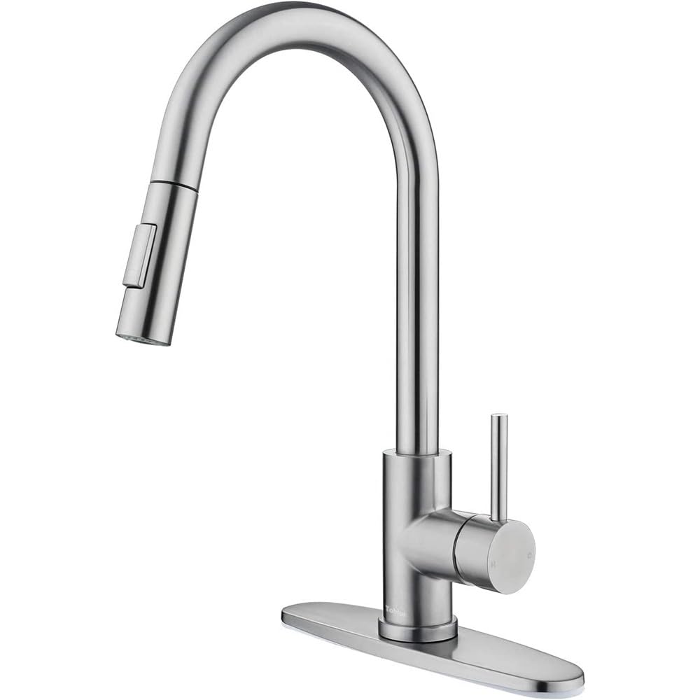 Water Kitchen Tap 304 Stainless Steel Pull-Out Faucet Sink Basin Brushed