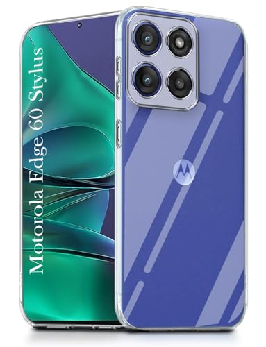 Image of Jkobi Back Cover for Motorola Moto Edge 60 Stylus (Silicone Clear Shockproof Case with Camera Protection and Dust Plugs | Transparent)