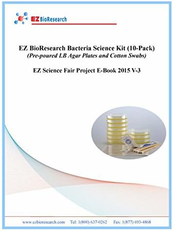 EZ BioResearch Bacteria Science Kit (IV) (Gift Pack): Prepoured LB-Agar Plates and Cotton Swabs. Exclusive Free Science Fair Project E-Book Packed with Award Winning Experiments. (IV Gift Pack)