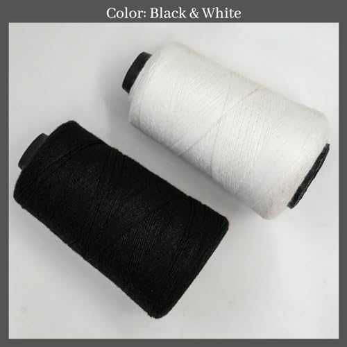 Image of EmbroideryMaterial Black & White Polyester and Cotton Embroidery Thread, Sewing Threads, Thread for Craft, Stitching Thread, Threads for Sewing Machine (2 Rolls, 450 Meters, 1 MM Thick)