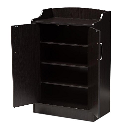 Image of APRODZ Mango Wood Daviso Shoe Cabinet for Home | Shoe Rack Organiser | Brown Finish