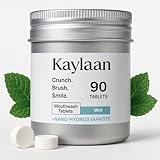 Kaylaan Mouthwash Tablets - Mint | Fluoride-Free, Alcohol-Free, Fresh Breath & Oral Care with Plastic-Free, Travel-Friendly, TSA Approved Packaging | 180 Count, Made in USA