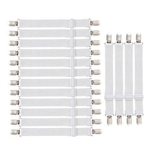 GAKIN Bettlakenhalter, verstellbar, Weiß, 16 Stück Cover