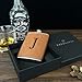 CARAKNOTS Hip Flasks for Liquor for Men Leather Drinking Whiskey Flask with Initials Engraved Stainless Steel with Funnel 8 OZ Groomsmen Gifts Personalized Christmas Birthday Gifts for Dad Letter J