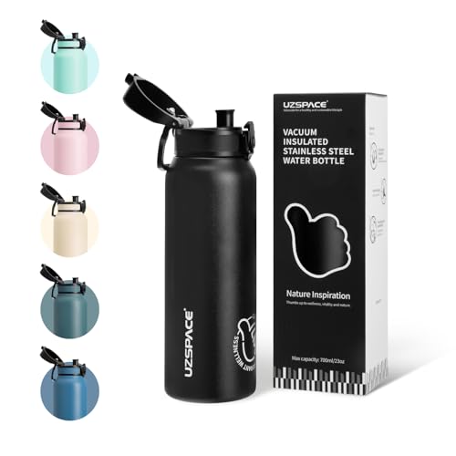 UZSPACE Kinder Trinkflasche Edelstahl 700ml, doppelwandige Isolierflasche mit Klappdeckel, Ein-Klick-Verschluss, Auslaufsicher, Metall Wasserflasche Mädchen Jungen für Uni Schule Sport wandern Auto UZSPACE Kinder Trinkflasche Edelstahl 700ml, doppelwandige Isolierflasche mit Klappdeckel, Ein-Klick-Verschluss, Auslaufsicher, Metall Wasserflasche Mädchen Jungen für Uni Schule Sport wandern Auto