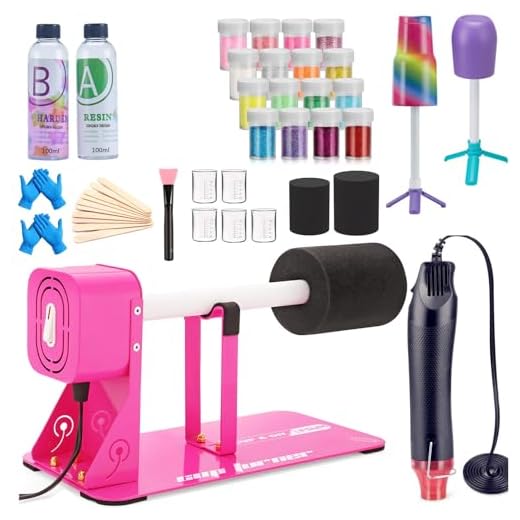 Cup Turner for Crafts Tumbler,Tumbler Cup Spinner,Glitter Powder,Epoxy Resin kit for Tumblers for Beginners with Epoxy and Heat Gun (Pink)