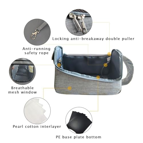 Transportín de tela transpirable para gatos y perros pequeños con bolsillo 7
