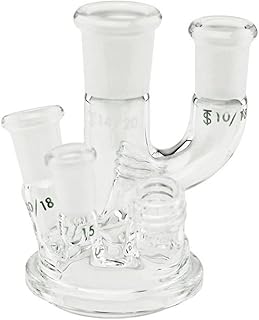 Chemglass CG-MR-50L3 Series CG-MR Reaction Vessel Lid with 2 GL-14 Neck, Compatible with Mettler Systems 6-Neck, 50 mL Capacity