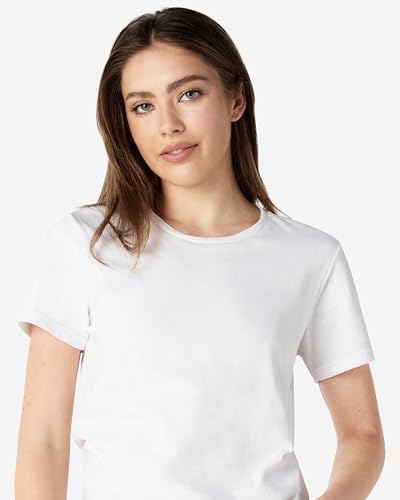 Image of Gildan Women's Round Neck Cotton Half Sleeve T-Shirt - Soft & Breathable Fabric | Casual & Comfortable Fit | Perfect White