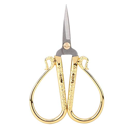 European Retro Scissors, Vintage Stainless Steel Scissors Mini Vintage Sewing Scissors Creative Cross Stitch Classical Cutting DIY Crafts Tool (Gold)