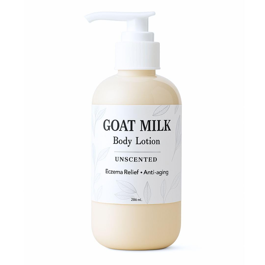Nature Skin Shop Goat Milk Body Lotion for Eczema, Natural Moisturizer for Dry, Itchy & Sensitive Skin, Soothing Unscented Formula with Shea Butter for Men, Women & Kids