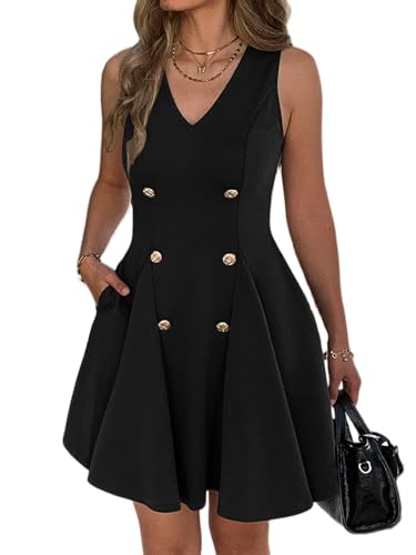 women v neck casual work dresses with pockets